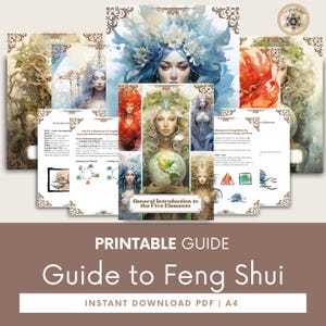 May include: A printable guide to Feng Shui with illustrations of the five elements: wood, fire, earth, metal, and water. The guide includes a general introduction to the five elements and their relationship to each other. The guide is available as an instant download in PDF format and is A4 size.
