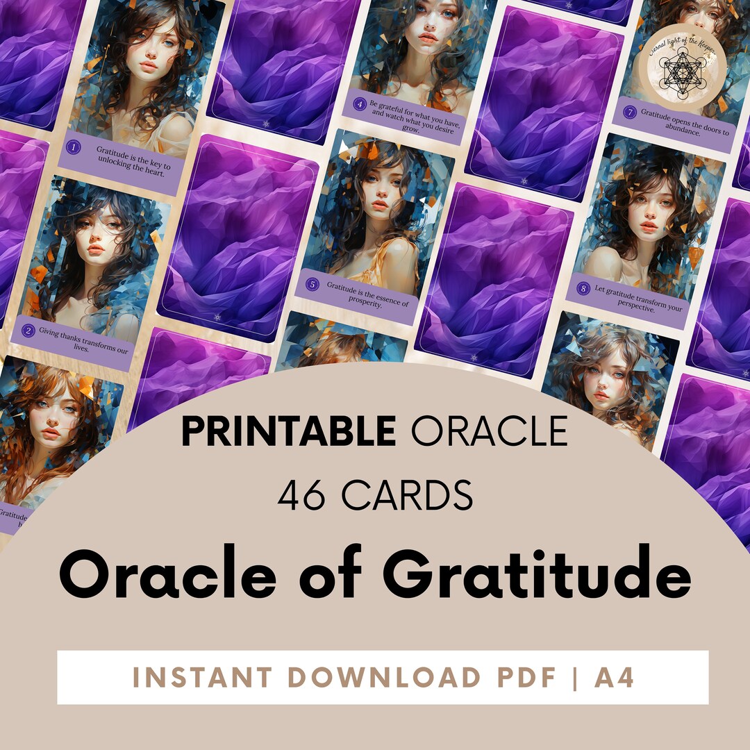 The Gratitude Oracle, Printable Gratitude Cards, Digital Oracle of