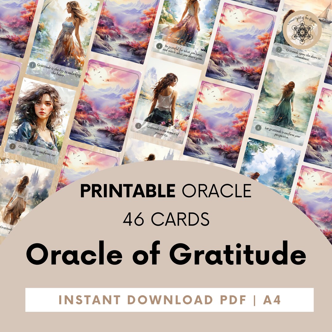 The Gratitude Oracle, Printable Gratitude Cards, Digital Oracle of