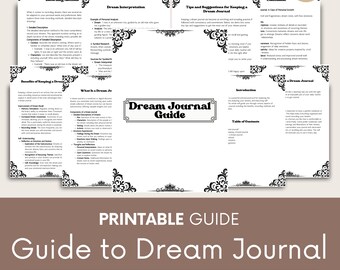 Guía de diario de sueños: autocuidado e interpretación de los sueños (descarga digital A4), registro del sueño.