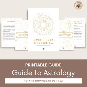 Guida stampabile di astrologia, cartella di lavoro in PDF con diario per principianti dello zodiaco, guida definitiva per l’astrologia.
