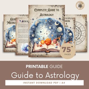Guia de astrologia para impressão - Manual detalhado de astrologia em PDF e diário para iniciantes, guia definitivo para astrologia.