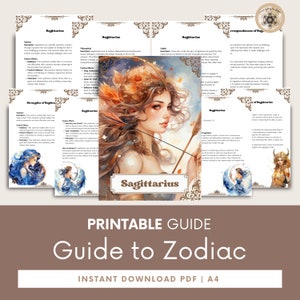 Guia de astrologia do signo do zodíaco de Sagitário, livro abrangente de horóscopo, aprenda insights de astrologia, guia astrológico.