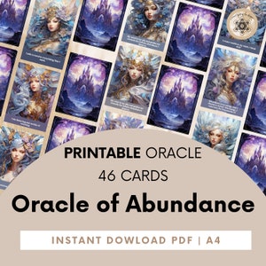 Cartas de Oráculo de la Abundancia, Baraja de Cartas Imprimibles, Abundancia Manifiesta, Baraja de Cartas de Afirmación.