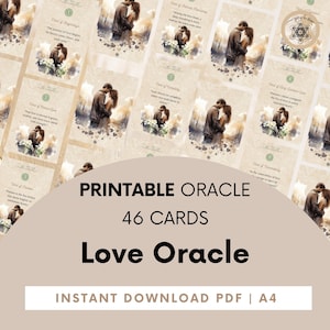 Cartes Love Oracle, jeu de cartes Love Oracle imprimable, cartes Oracle + guide PDF, jeu de cartes numérique Love Oracle, jeu de messages amour.