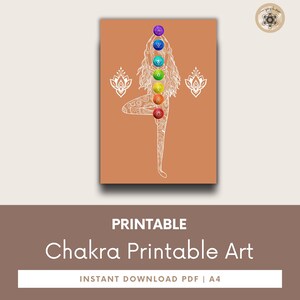 Printable Chakra Poster, 7 Chakras Yoga Artwork, Meditation & Energy Healing Wall Art, Spiritual Gift