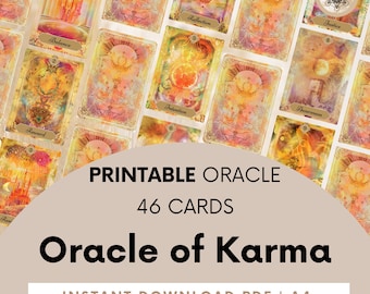 Mazzo di carte Karma Oracle, lettura Akashica (guida stampabile)