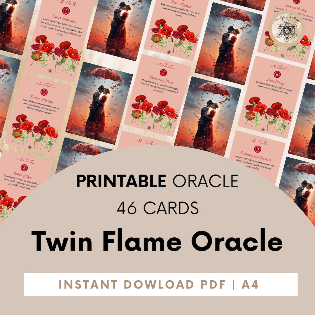The Twin Flame Oracle Cards, Printable Twin Flame Oracle Deck, Oracle