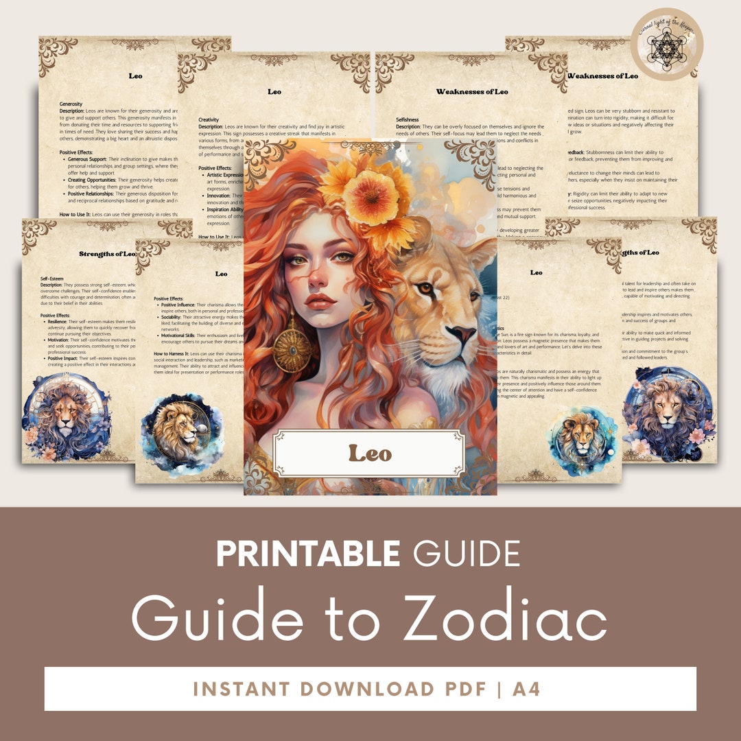 Leo Zodiac Sign Astrology Guide, Comprehensive Horoscope (digital ...