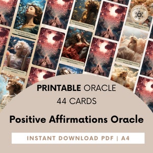 Tarjetas de Oráculo de Afirmaciones Positivas, Baraja de Cartas Imprimibles, Tarjetas de Atención Plena, Baraja de Afirmaciones, Tarjetas de Meditación.