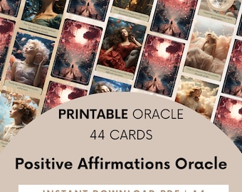 Positive Affirmations Oracle Cards, Printable Mindfulness Deck (PDF Pattern).