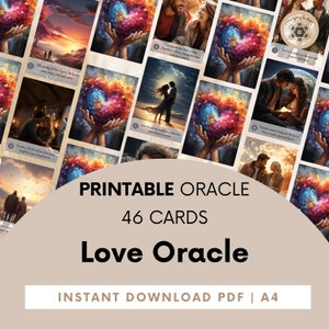 Os Cartões Oráculo do Amor, Baralho Oráculo do Amor para Impressão, Cartões Oráculo + Guia PDF, Baralho Digital do Oráculo do Amor, Baralho de Mensagens de Amor.