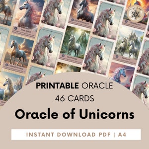 Les cartes Oracle de guidage des licornes, le jeu Oracle Licornes imprimable, les cartes Oracle + Guide PDF, le jeu de cartes Oracle Digital Love.