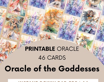 Goddess Oracle Card Deck, Divine Feminine Energy (Printable).