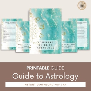Guia de astrologia para impressão - Livro de exercícios e diário em PDF do Zodíaco para iniciantes, guia definitivo para astrologia.