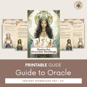 Oracle Journal para impressão - livro de exercícios abrangente para leitura de cartas, ferramenta ideal para jornada espiritual, etapas detalhadas para leitura de cartas.