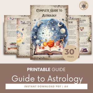 Guia de astrologia para impressão - Manual detalhado de astrologia em PDF e diário para iniciantes, guia definitivo para astrologia.