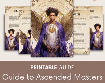 May include: Printable guide to ascended masters with illustrations of Metatron, Metatron, and Ron. The guide is an instant download PDF in A4 size.