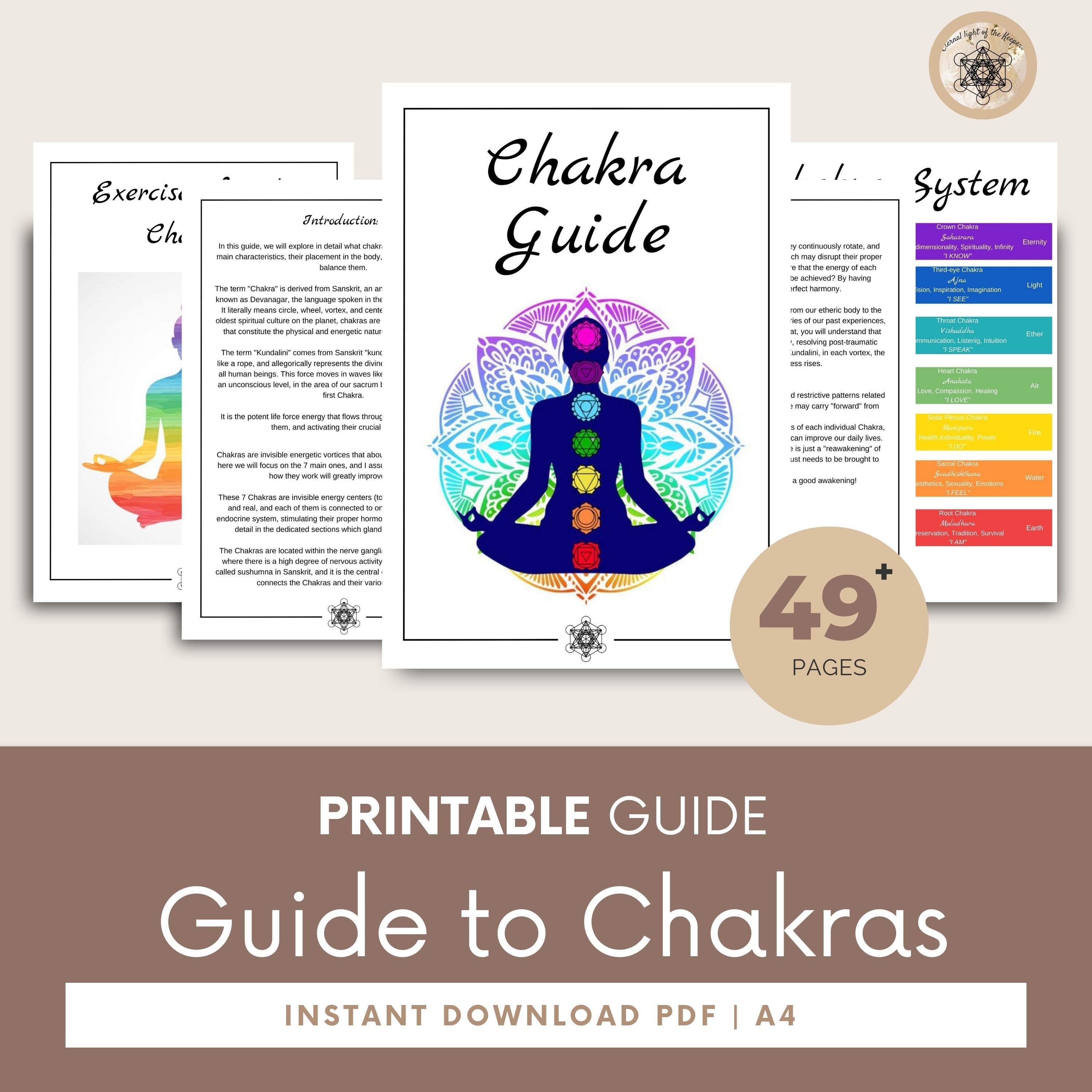 Printable Chakra Guide Detailed PDF A4 Guide for Seven Chakras, Balance ...