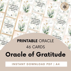 L’Oracle de gratitude, Cartes de gratitude imprimables, Oracle numérique de gratitude, Cartes de pleine conscience, Cartes manifestes.