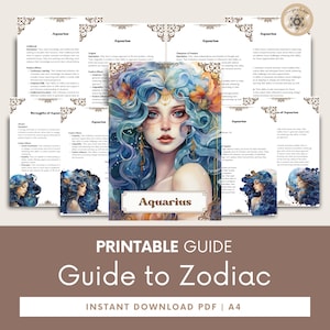 Guia de astrologia do signo do zodíaco de Aquário, livro abrangente de horóscopo, aprenda insights de astrologia, guia astrológico.