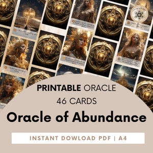 Cartas de Oráculo de la Abundancia, Baraja de Cartas Imprimibles, Abundancia Manifiesta, Baraja de Cartas de Afirmación.
