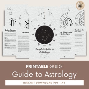 Guia de astrologia para impressão - Livro de exercícios e diário detalhado em PDF do Zodíaco para iniciantes, guia definitivo para astrologia.