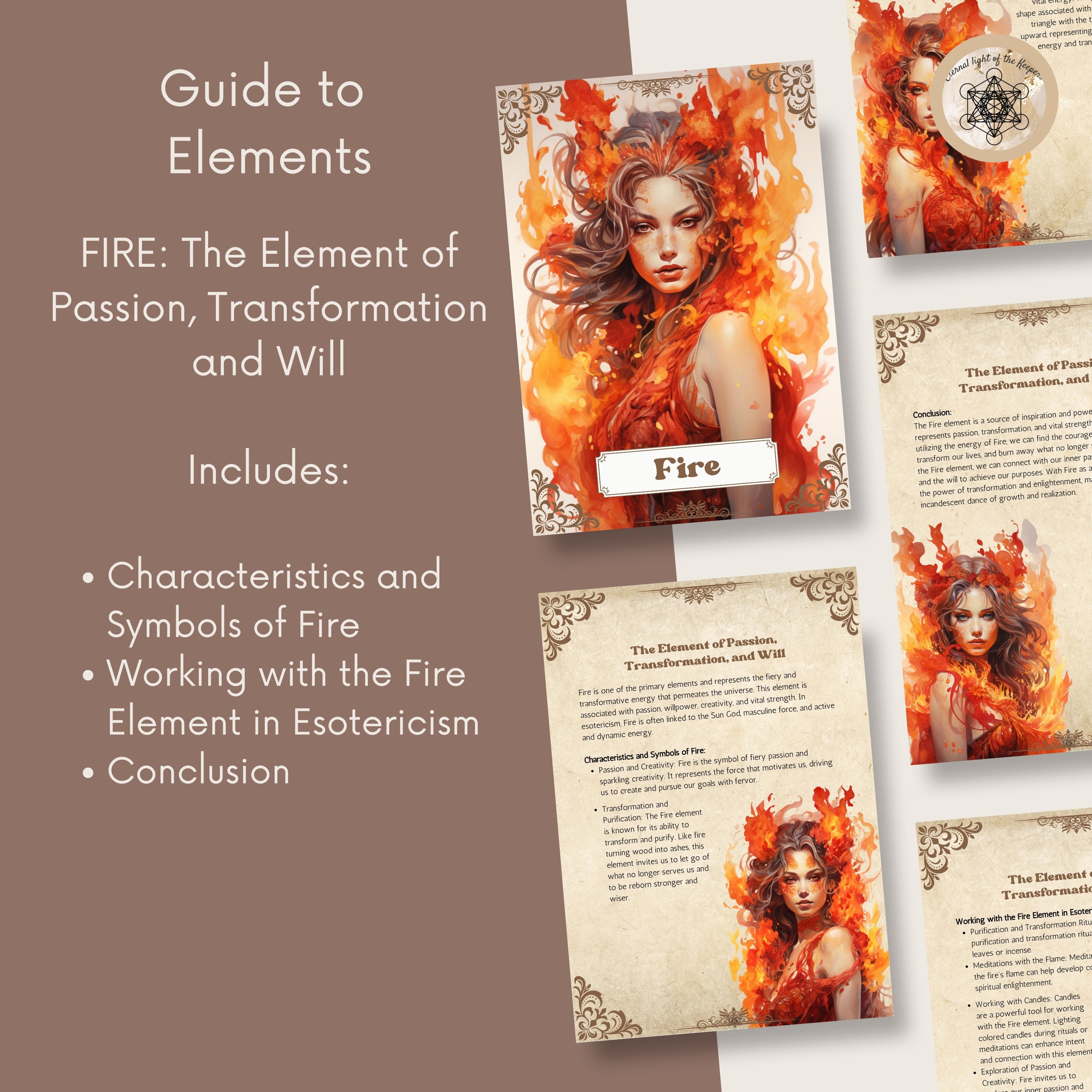 Fire Element Printable Guide: Book of Shadows, Grimoire Pages (digital ...
