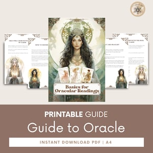 Oracle Journal para impressão - livro de exercícios abrangente para leitura de cartas, ferramenta ideal para jornada espiritual, etapas detalhadas para leitura de cartas.