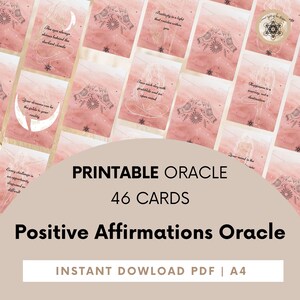 Tarjetas de Oráculo de Afirmaciones Positivas, Baraja de Cartas Imprimible + Guía PDF, Tarjetas de Atención Plena, Baraja de Afirmaciones, Tarjetas de Meditación.