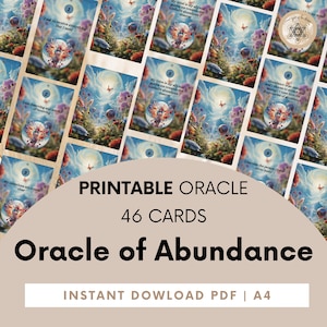 Cartas de Oráculo de la Abundancia, Baraja de Cartas Imprimibles, Abundancia Manifiesta, Baraja de Cartas de Afirmación.