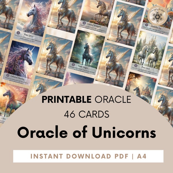 The Unicorns Guidance Oracle Cards, Printable Unicorns Oracle Deck, Oracle Cards + PDF Guide, Digital Love Oracle Card Deck.