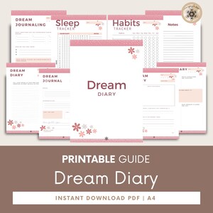 Dream Diary, Sleep & Habit Tracker, Mental Health Journal (Digital Download).