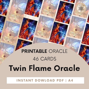 De Twin Flame Oracle-kaarten, afdrukbaar Twin Flame Oracle-deck, Oracle-kaarten + PDF-gids, Digital Twin Flame Oracle, Twin Flame-berichten.