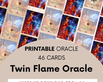 Karty wyroczni Twin Flame, talia 46 kart do druku (przewodnik w formacie PDF).