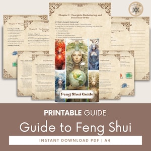 May include: Printable guide to Feng Shui with illustrations of women and a globe. The guide includes chapters on the five elements, energetic decluttering, and conscious order.  Instant download PDF, A4 size.