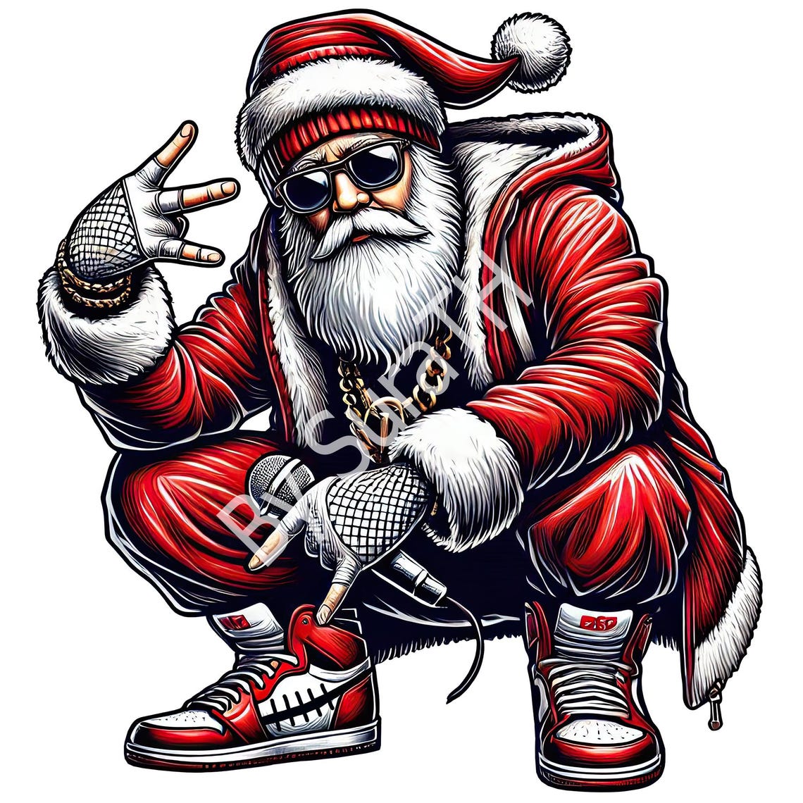 Coclit Santa Rapper Hip Hop Santa PNG, Funny Christmas Rapper Clipart, Digital Download ...