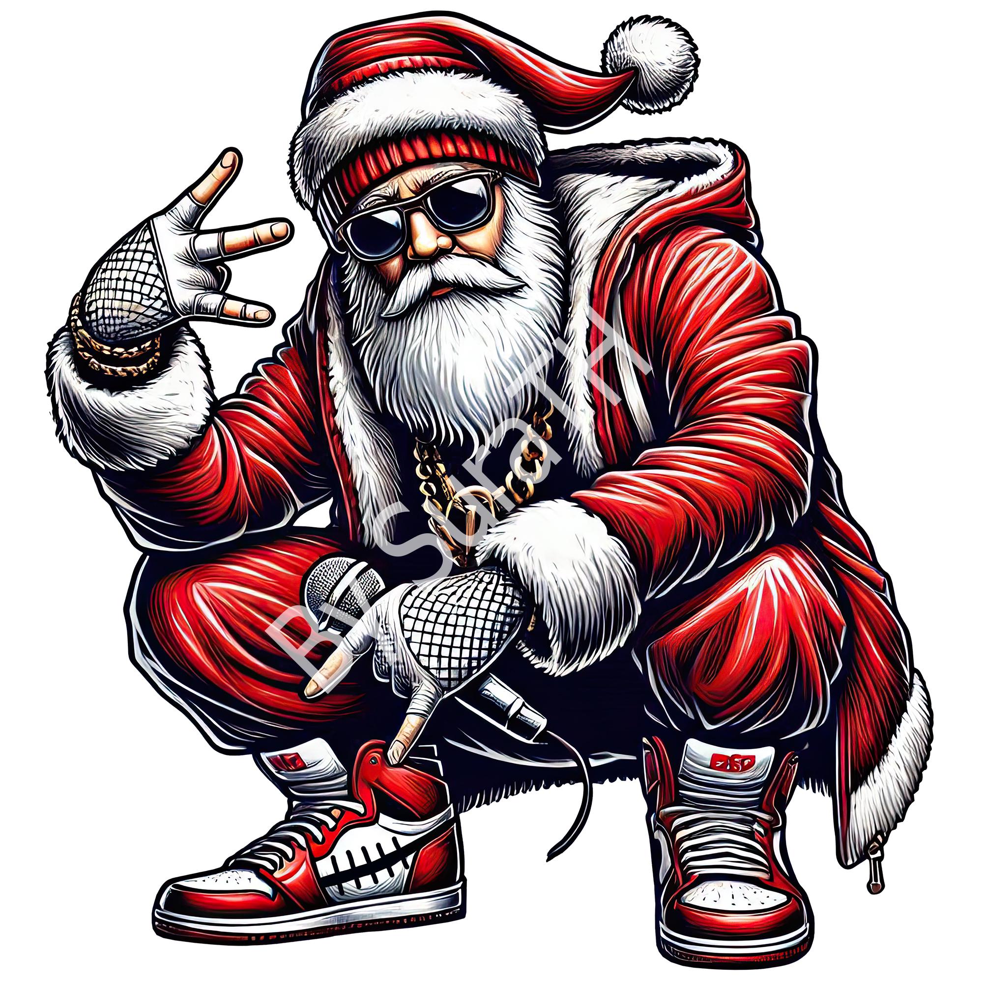 Hip Hop Santa PNG, Funny Christmas Rapper Clipart, Digital Download ...