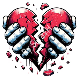 Clipart de corazón roto, corazón roto PNG, corazón de San Valentín PNG, clipart de corazón de San Valentín, amor PNG, clipart de amor, descarga instantánea