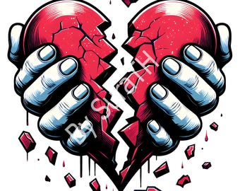 Broken Heart PNG Clipart: Valentine&#39;s Day Love (Digital Download)