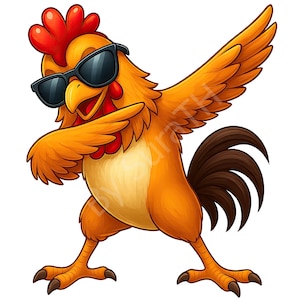 Dabbing Chicken PNG, rolig tupp clipart, digital nedladdning, sublimering, utskrivbar