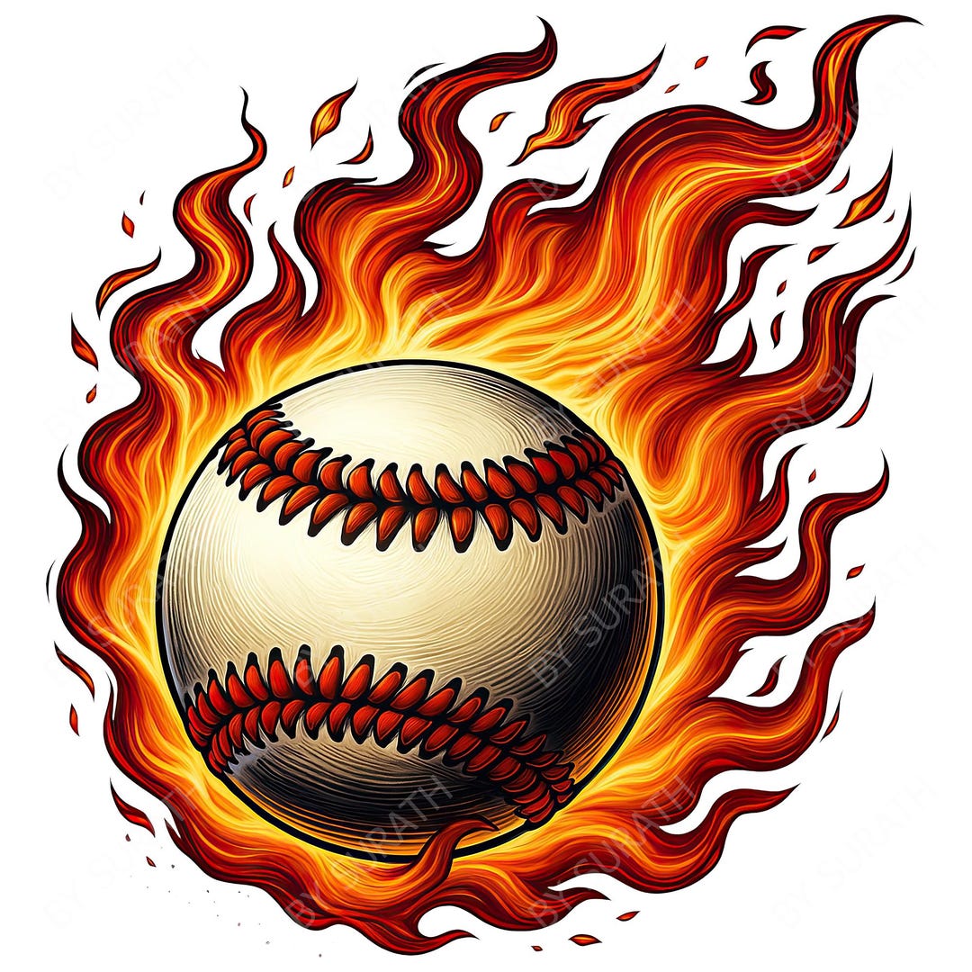 Fire Baseball PNG, Flaming Baseball Clipart, Digital Download ...