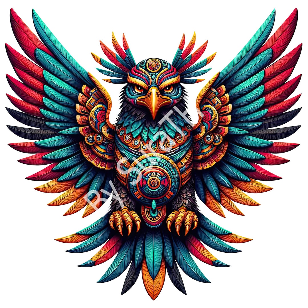 Aztec Eagle PNG Clipart: Colorful Sublimation Design (digital Download ...