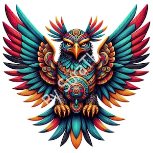 Águila Azteca PNG Clipart: Diseño de sublimación colorido (Descarga digital)