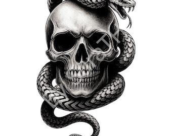 Skull Snake PNG, Gothic Snake Artwork, Digital Download, Sublimation, Printable