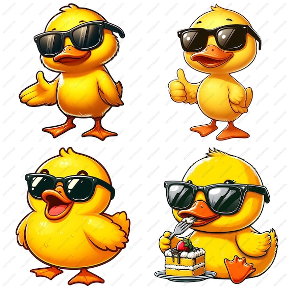 Funny Duck with Sunglasses PNG Clipart (Digital Download)