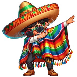 Niño mexicano haciendo un toque, 4 PNG, Clipart de niño del Cinco de Mayo, Sombrero de niño haciendo un toque, Descarga digital, Sublimación, Imprimible