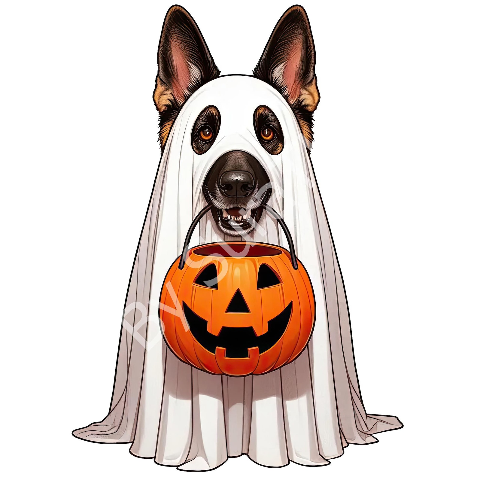 German Ghost German Shepherd Ghost PNG: Funny Dog Halloween Sublimation (digital ...