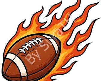 Feuer American Football PNG, Flaming Football Clipart, digitaler Download, Sublimation, bedruckbar