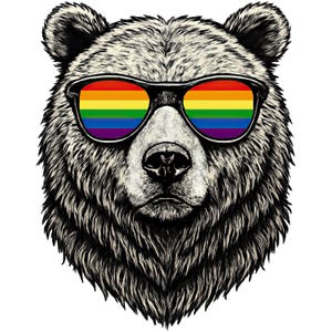 Gay Bear PNG: Rainbow Sunglasses Pride Design (Digital Download, 4000x4000 px
